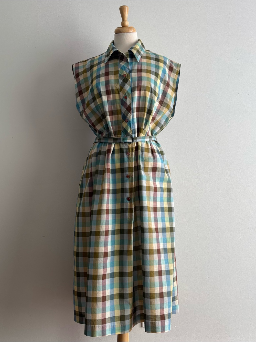 Vintage 1960's ANNE GARSON New England Autumn Colours Plaid Dress / 38 waist